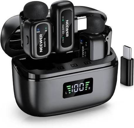 MICROFONO SOLAPERO INALAMBRICO NEEWER KM19,48Hz/24BIT, 30H DE BATERIA, CANCELACION DE RUIDO DE 3 NIVELES, 100M