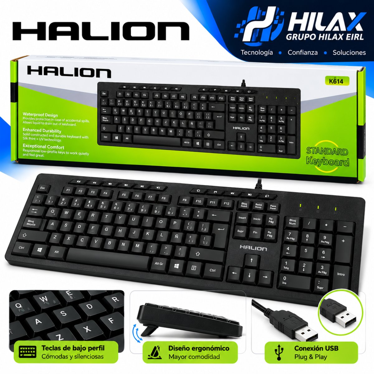 TECLADO HALION HA-K614 USB MULTIMEDIA