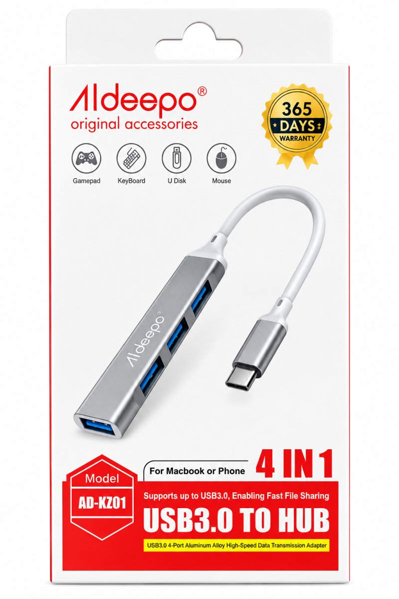 HUB USB 3.0 ALDEEPO AD-KZ01 TIPO C 4 EN 1