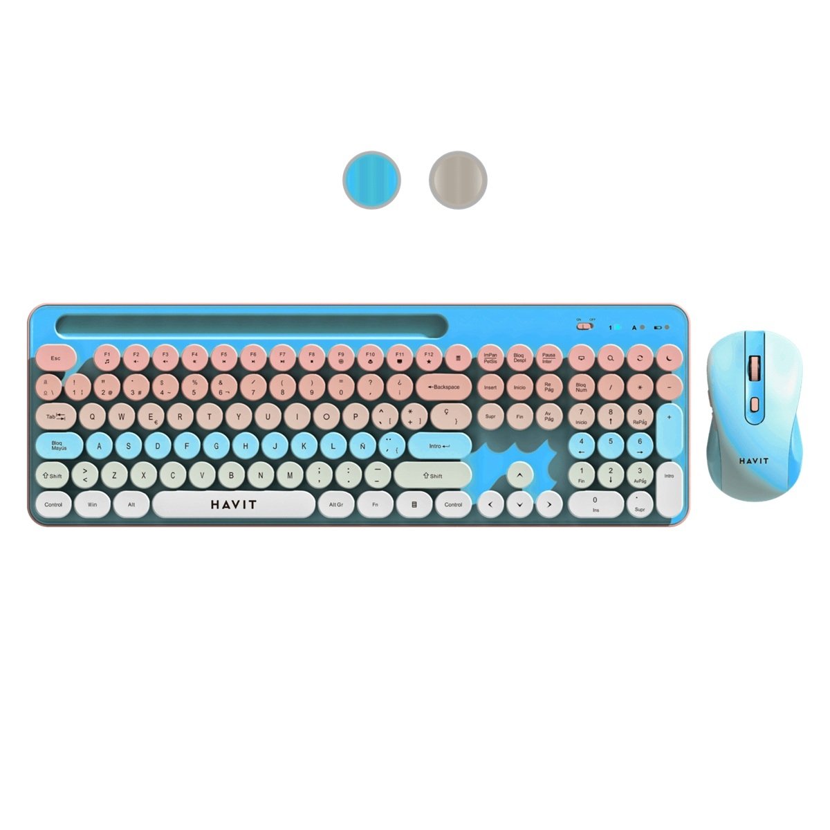 KIT INALAMBRICO TECLADO + MOUSE HAVIT KB832GCM-SP COLOR RAINBOW