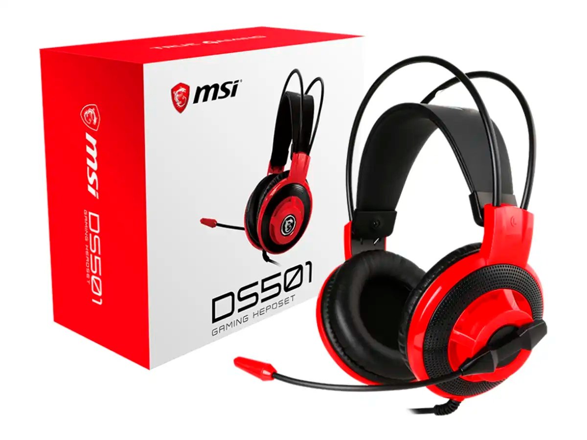AURICULAR GAMER MSI DS501, 3.5MM NEGRO,ROJO.