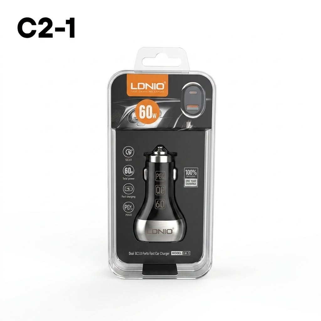 CARGADOR AUTO LDNIO 60W C2-1
