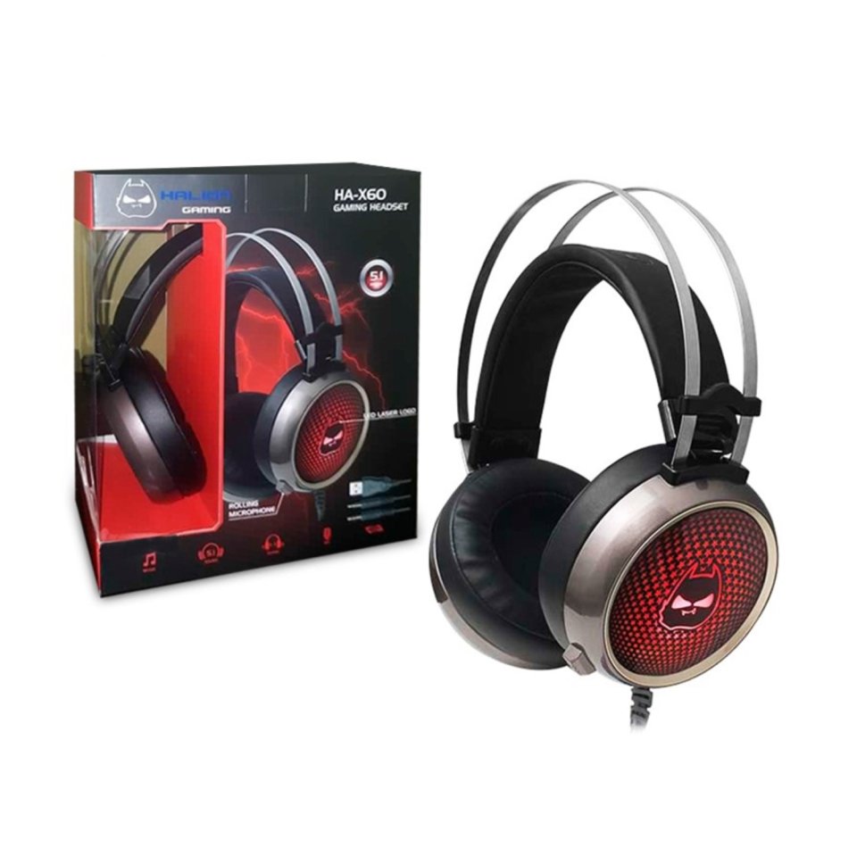 AURICULAR GAMER HALION HA-X60 LUCES LED USB+3.5MM