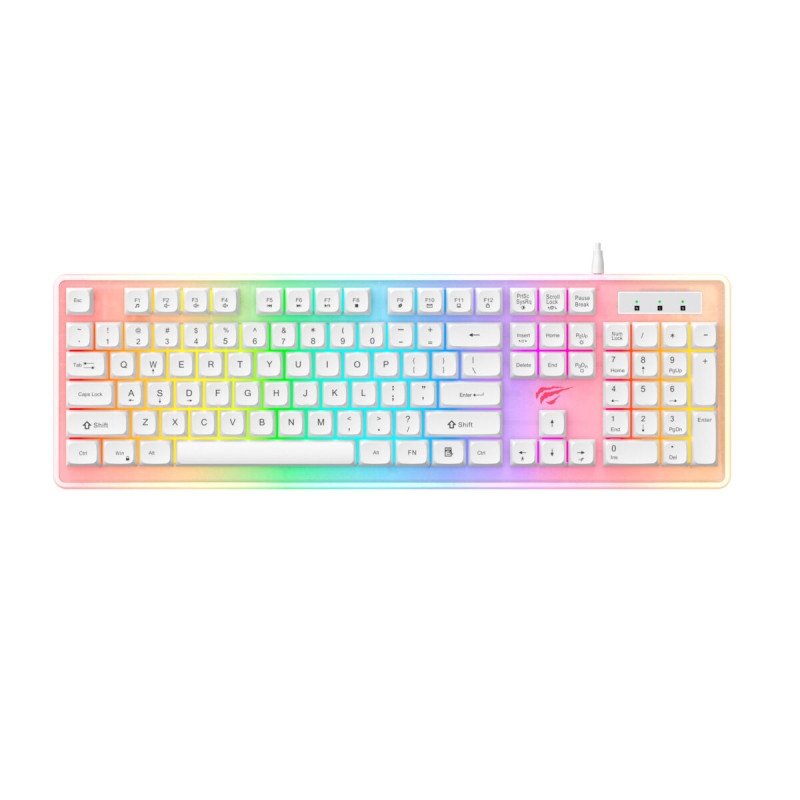 TECLADO GAMER HAVIT KB876L-SP BLANCO TRANSPARENTE RGB