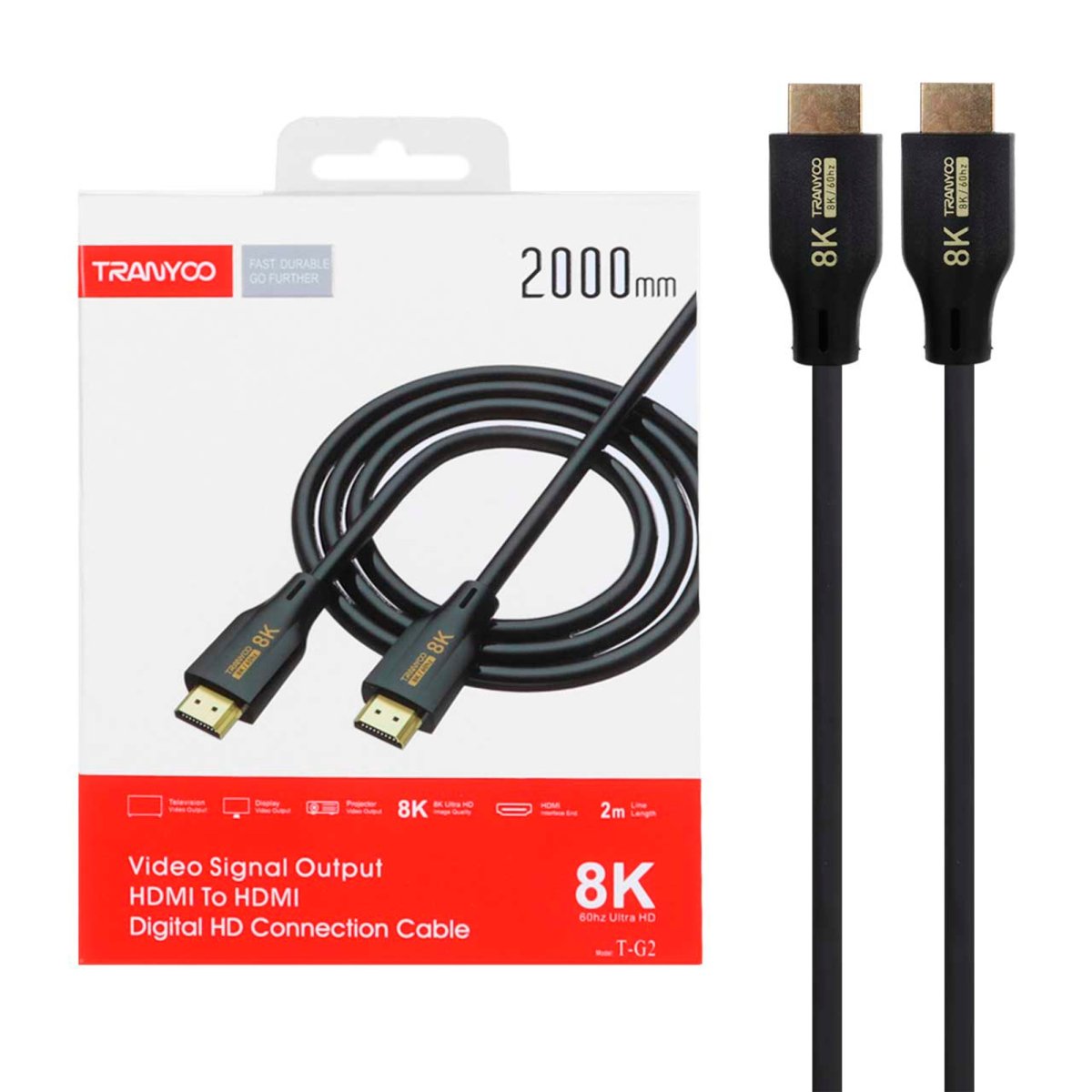 CABLE HDMI 2M TRANYOO 8K T-G2