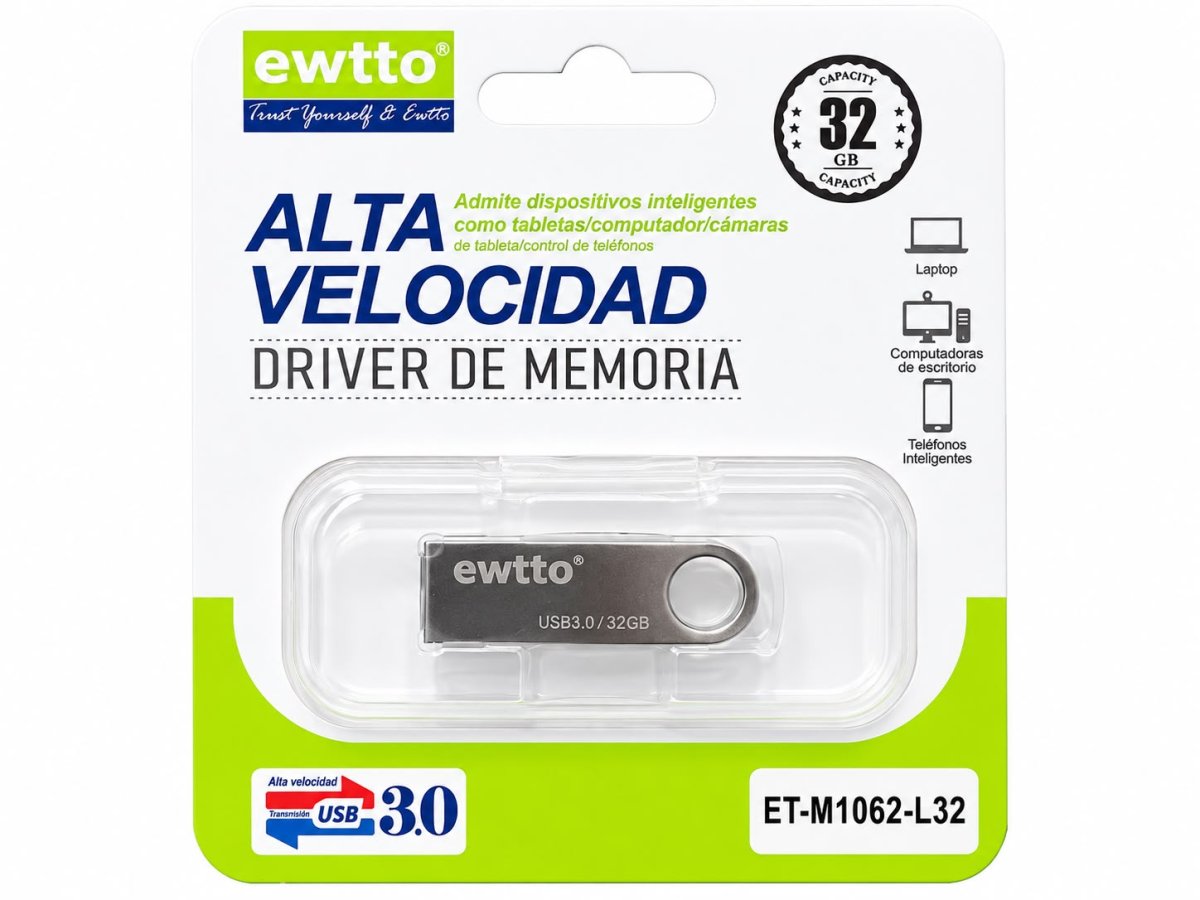 MEMORIA USB EWTTO 32GB ET-M1062 METAL